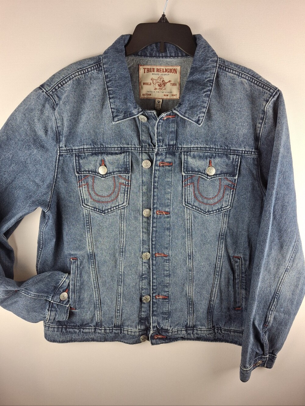 True Religion Mens Medium Blue Quartz Wash Denim Jacket Size XL NWT